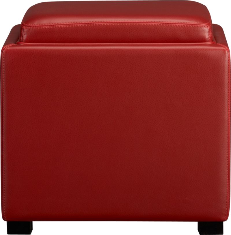 Stow Red 17.5" Leather Storage Ottoman