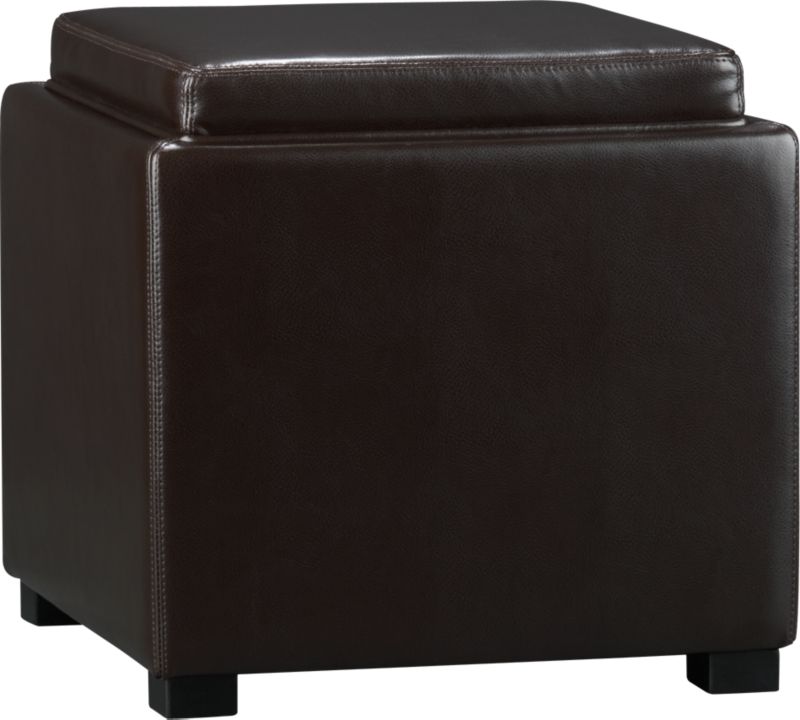 Stow Brown Leather Storage Ottoman