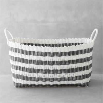 Grey-White Stripe Laundry Hamper