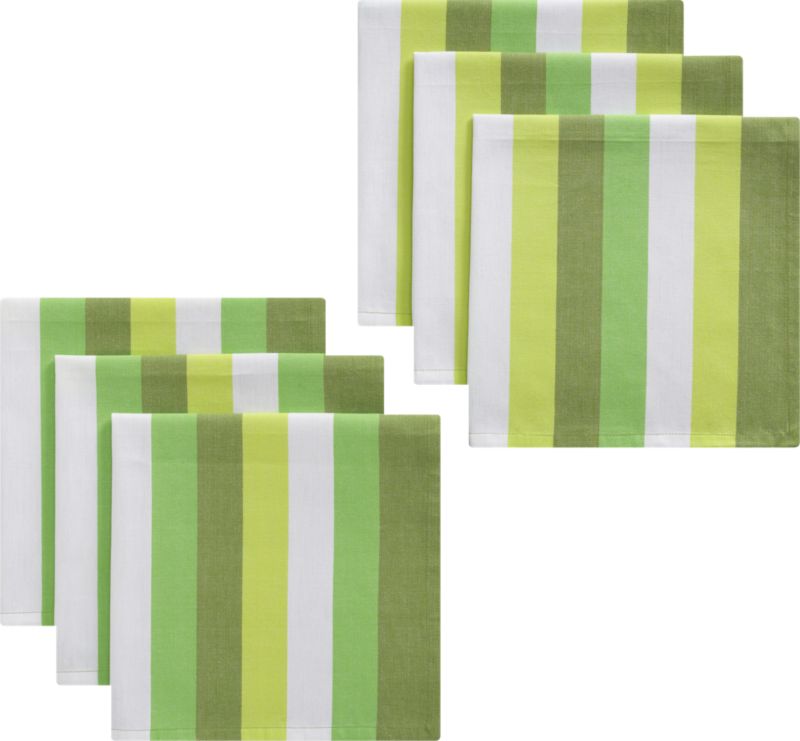 Green Stripe Napkins Set of Six