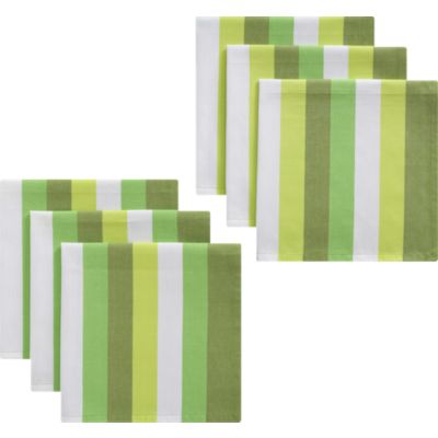 Set of 6 Green Stripe Napkins