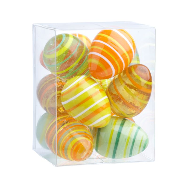 Set of 12 Striped Glass Eggs