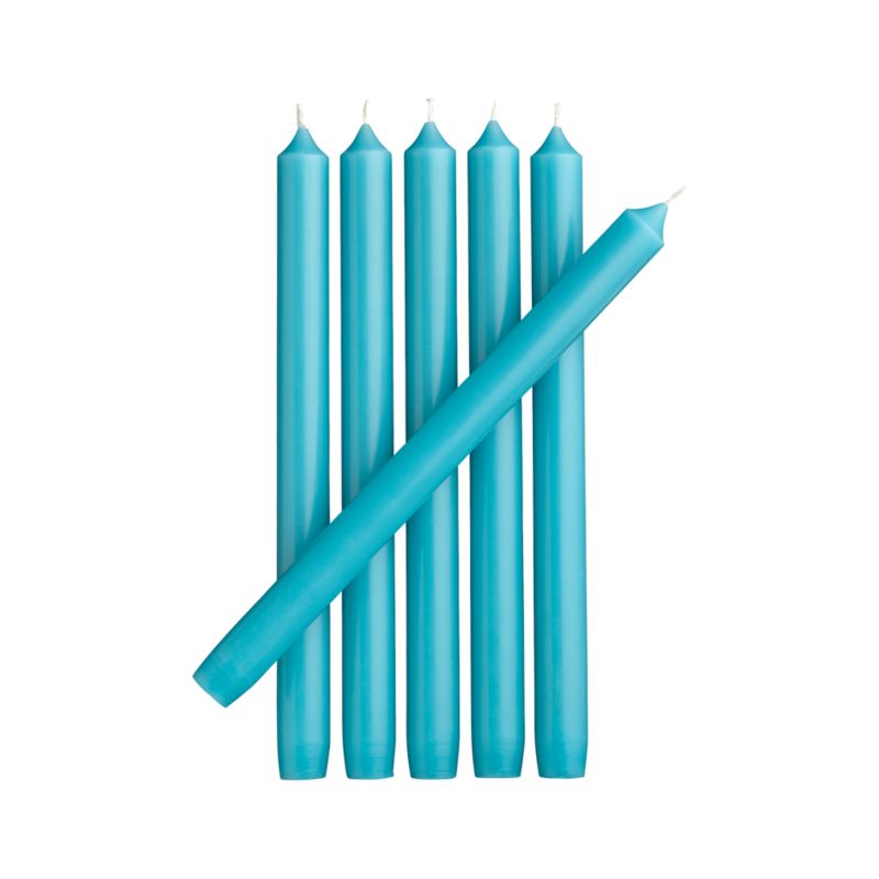 Set of 6 Aqua Taper Candles