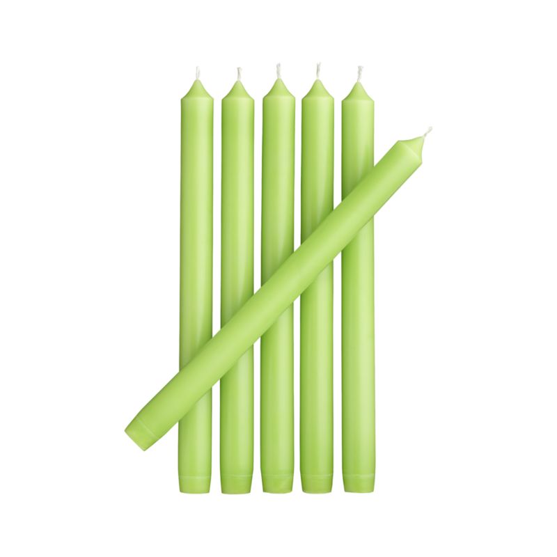 Set of 6 Green Taper Candles