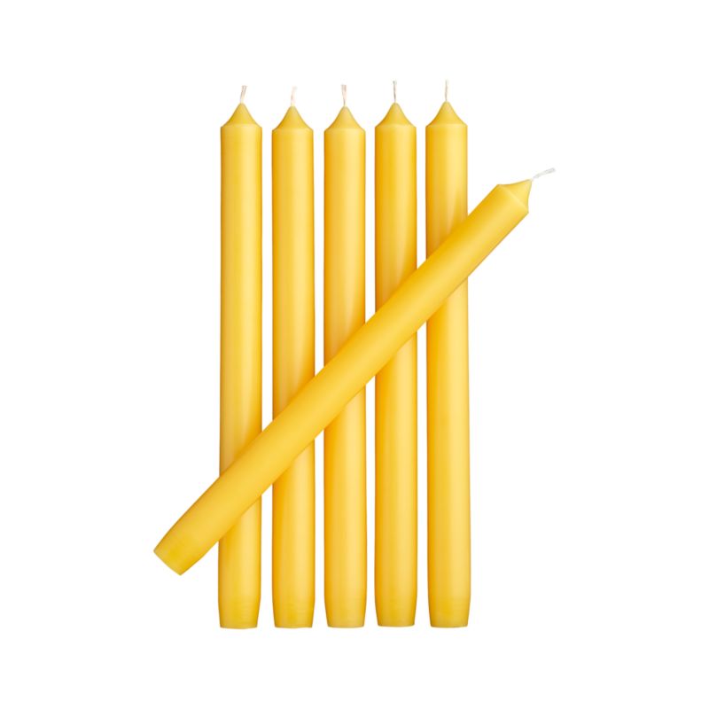 Set of 6 Yellow Taper Candles