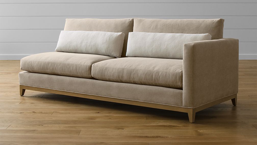 Taraval Right Arm Sofa with Oak Base Tote Pewter Crate and Barrel