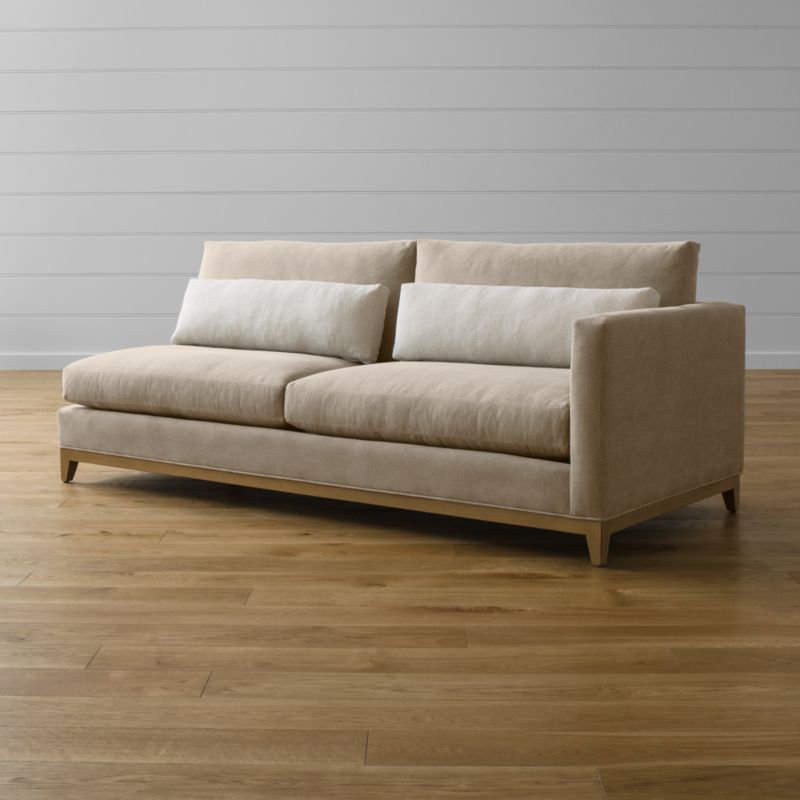 Taraval Right Arm Sofa with Oak Base Tote Putty Crate and Barrel