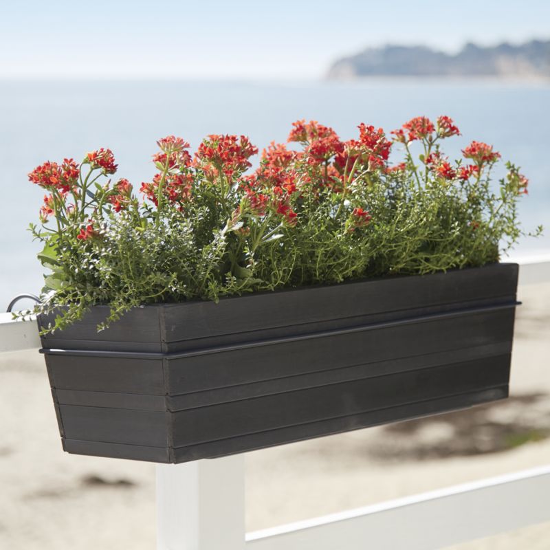 Tidore Rectangular Rail Planter and Rail Planter Hook | Crate and Barrel