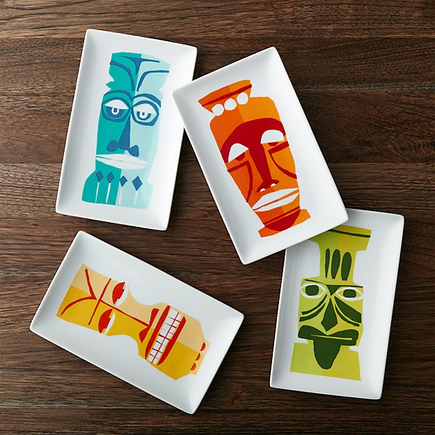 Tiki Appetizer Plates Set of 4 Crate and Barrel