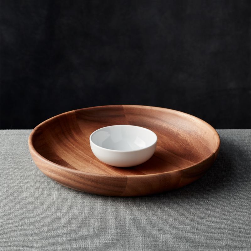 Tondo Wooden Chip and Dip Set Crate and Barrel