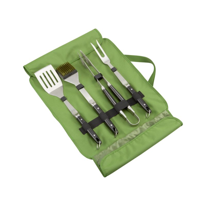 Portable 4-Piece Grill Tool Set with Case
