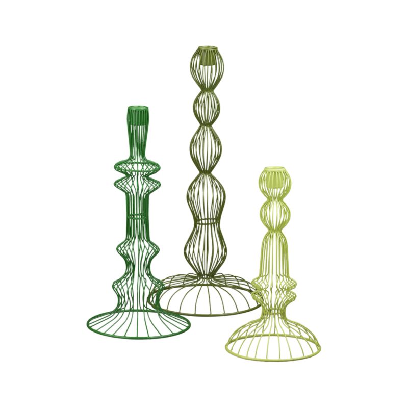 3-Piece Topiary Candleholder Set: one each of 5.5"dia.x10.5"H small, 6.25"dia.x13"H medium and 7.5"dia.x16"H large.