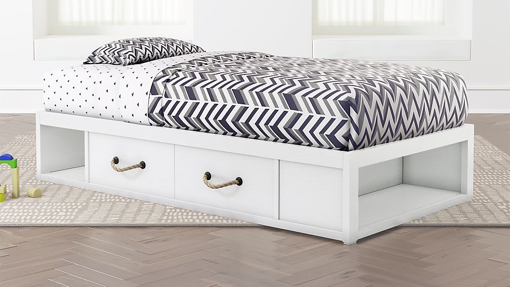 Topside White Twin Bed with Storage + Reviews Crate and Barrel