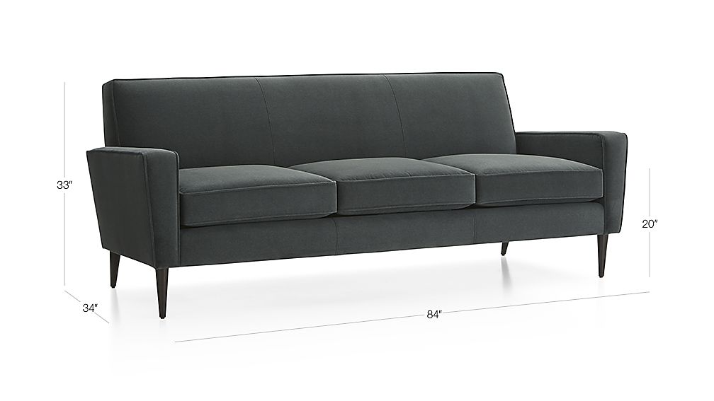 Torino Blue Velvet Modern Sofa Crate and Barrel