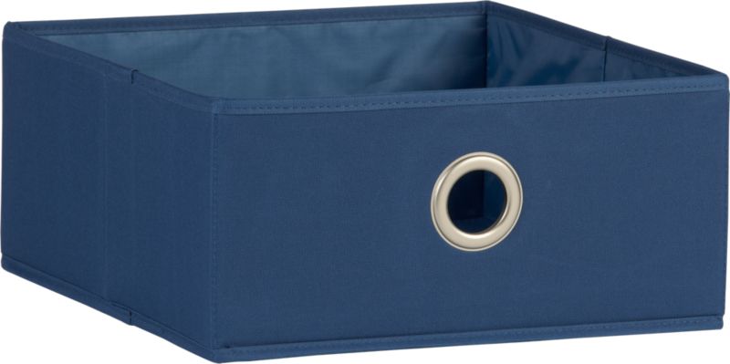 Low Blue Tote with Grommet. 13.75"Wx14.75"Dx6.25"H