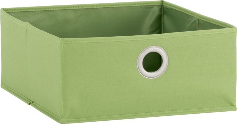 Low Green Tote with Grommet. 13.75"Wx14.75"Dx6.25"H