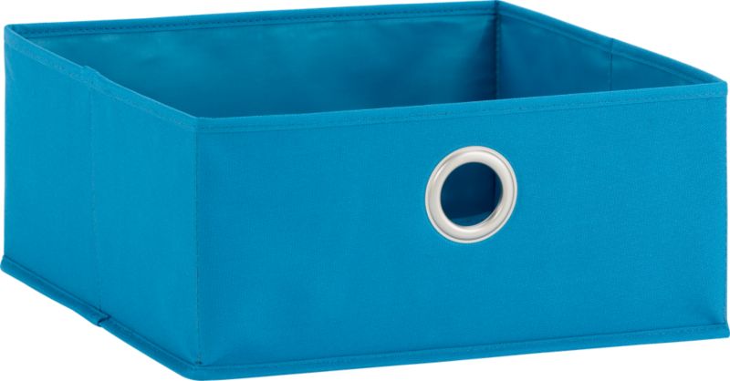 Low Teal Tote with Grommet. 13.75"Wx14.75"Dx6.25"H
