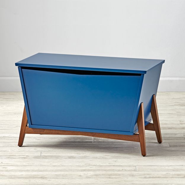 Navy/Walnut Parkside Toy Box in Clearance Kids Furniture + Reviews
