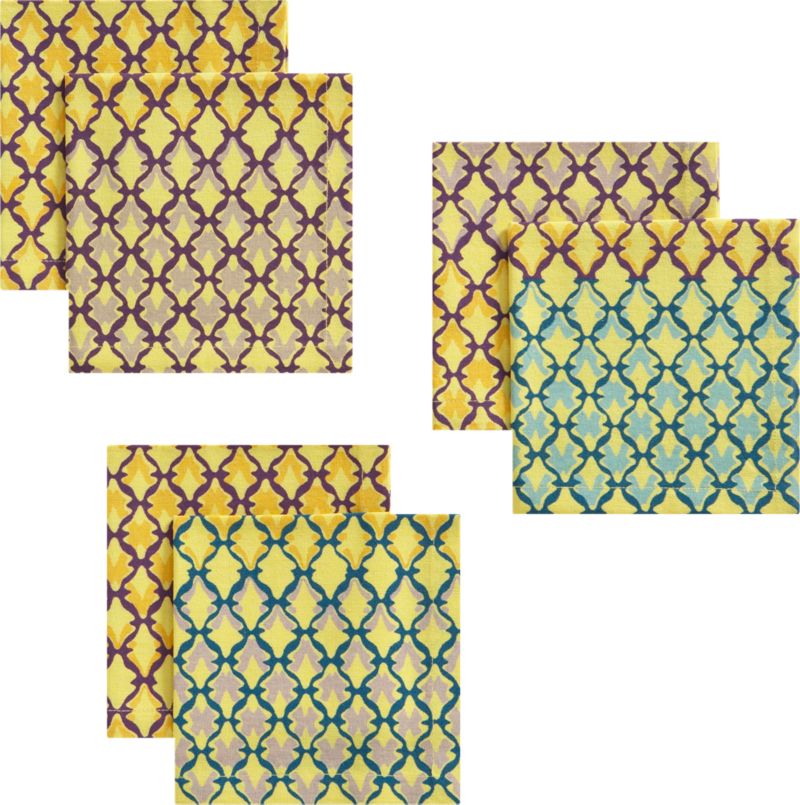 Trellis Yellow Cocktail Napkins Set of...