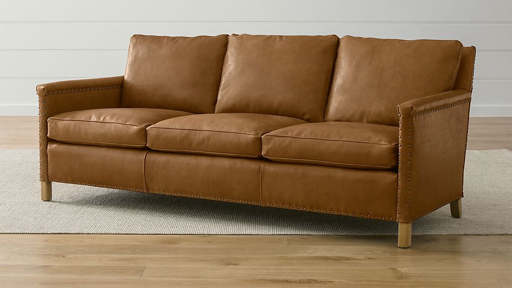 Trevor Leather 81" Sofa Sicily Camel Crate and Barrel