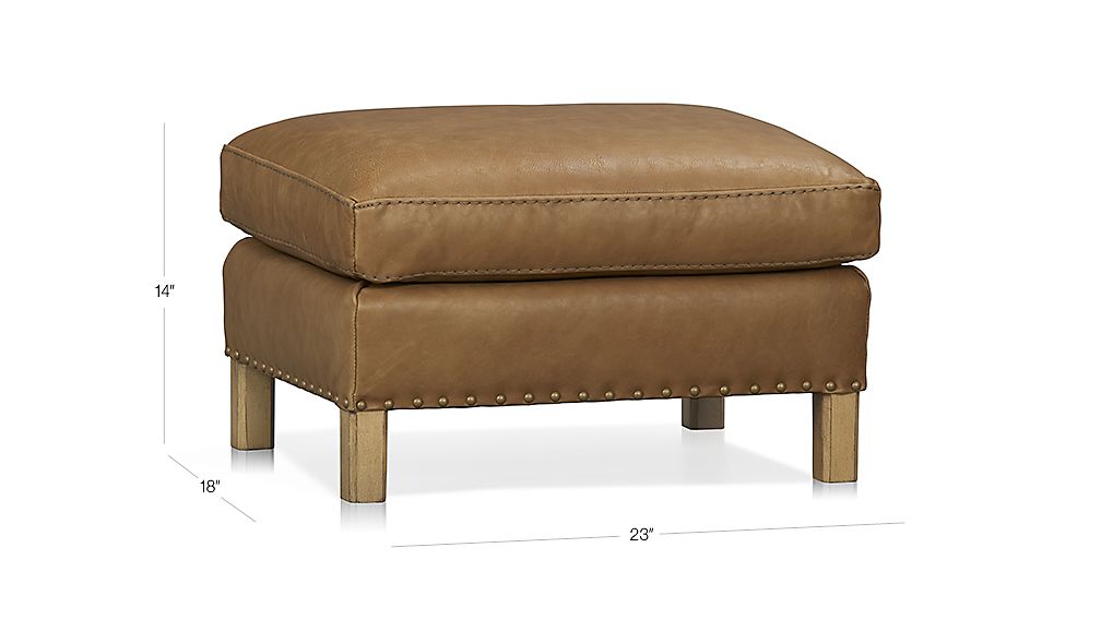 Trevor Leather Ottoman Sicily Camel Crate and Barrel