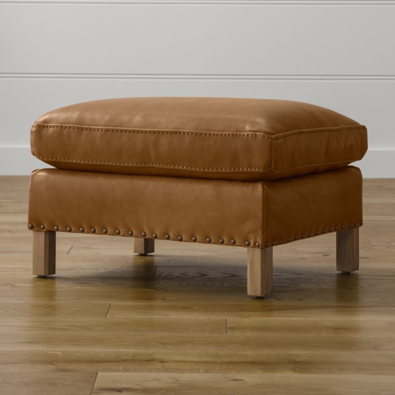 Trevor Leather Ottoman Sicily Camel Crate and Barrel