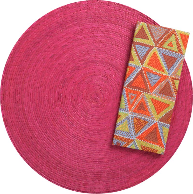Tropical Palm Hot Pink Placemat and Suri Warm Napkin