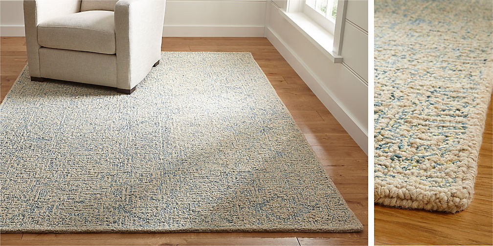Trystan Blue Wool-Blend Rug