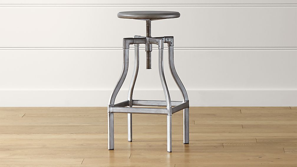Turner Gunmetal Adjustable Backless Bar Stool Crate and Barrel