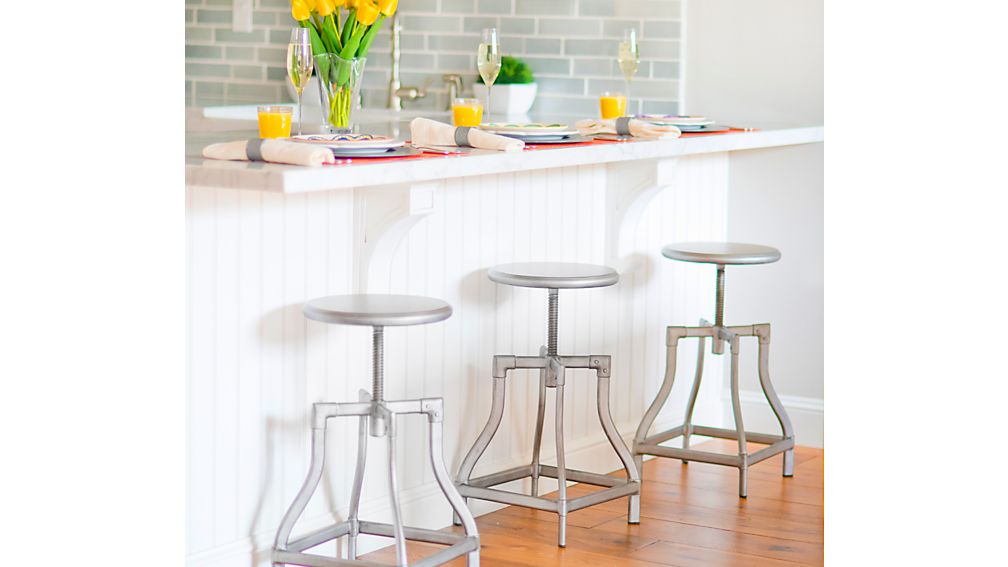 Turner Gunmetal Adjustable Backless Bar Stool Crate and Barrel