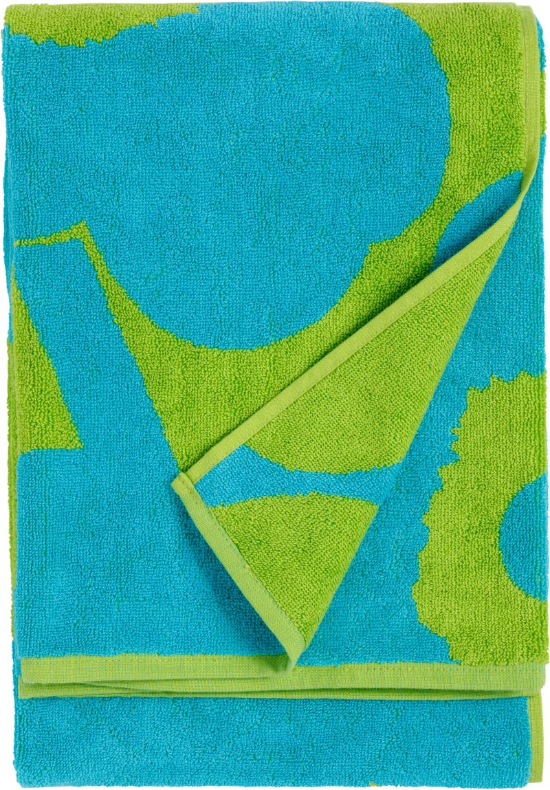 Turquoise and Lime Bath Towel. 20"Wx59"L