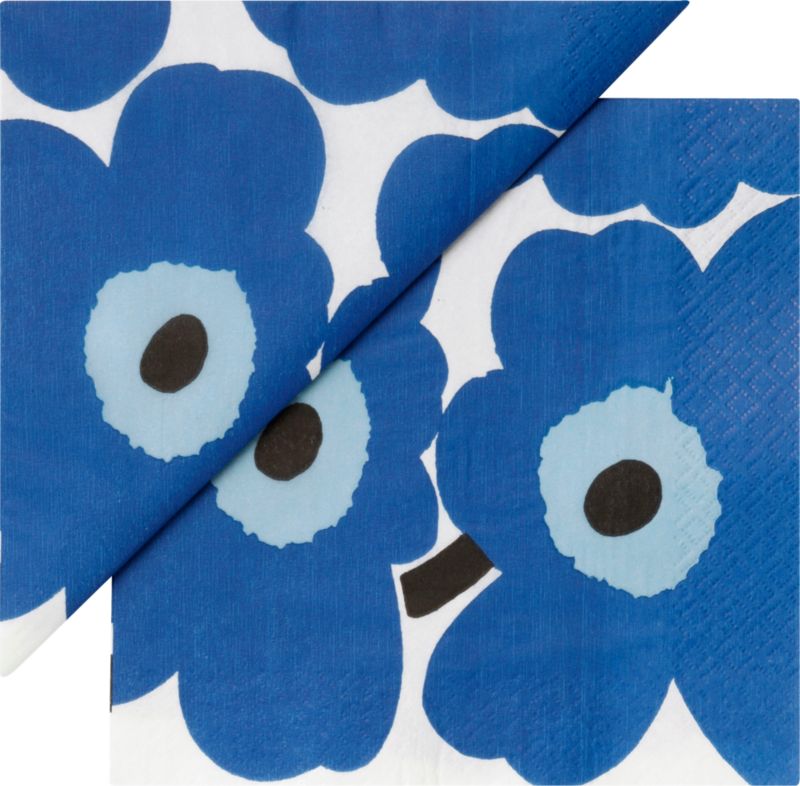 Set of 20 Marimekko Unikko Blue Paper 6.5" Napkins