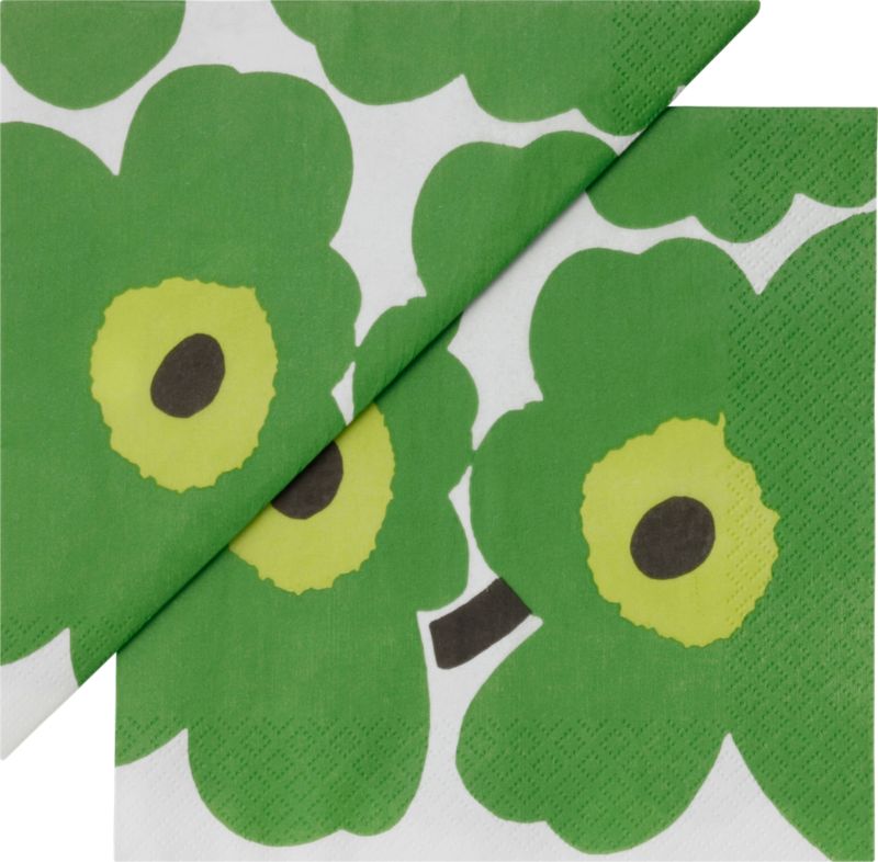 Set of 20 Marimekko Unikko Green Paper 6.5" Napkins