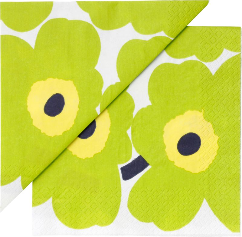 Marimekko Unikko Lime and Yellow Paper 6.5" Napkins Set of 20
