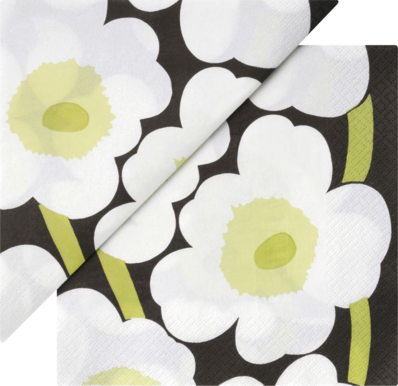 Set of 20 Marimekko Unikko White Paper 6.5"" Napkins