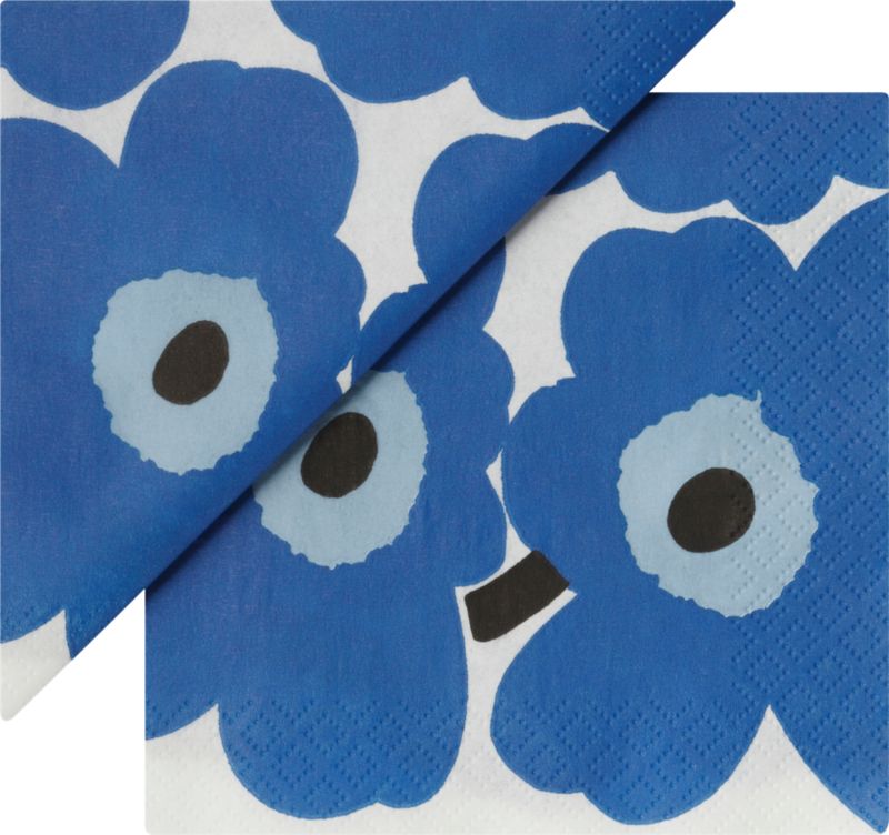 Set of 20 Marimekko Unikko Blue Paper 4.75" Napkins