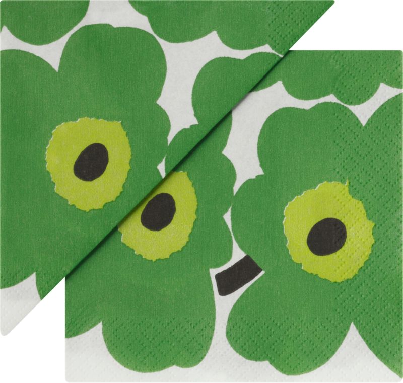 Set of 20 Marimekko Unikko Green Paper 4.75" Napkins