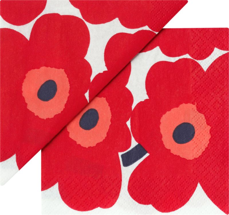 Marimekko Unikko Red Paper 4.75" Napkins Set of 20