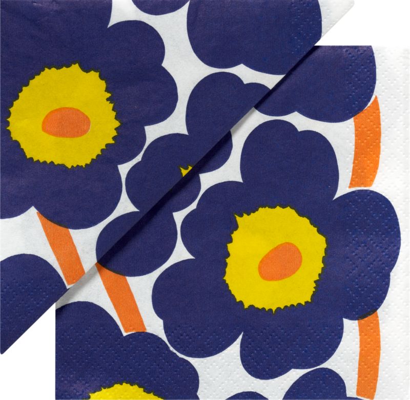 Set of 20 Marimekko Unikko Navy Paper 6.5" Napkins
