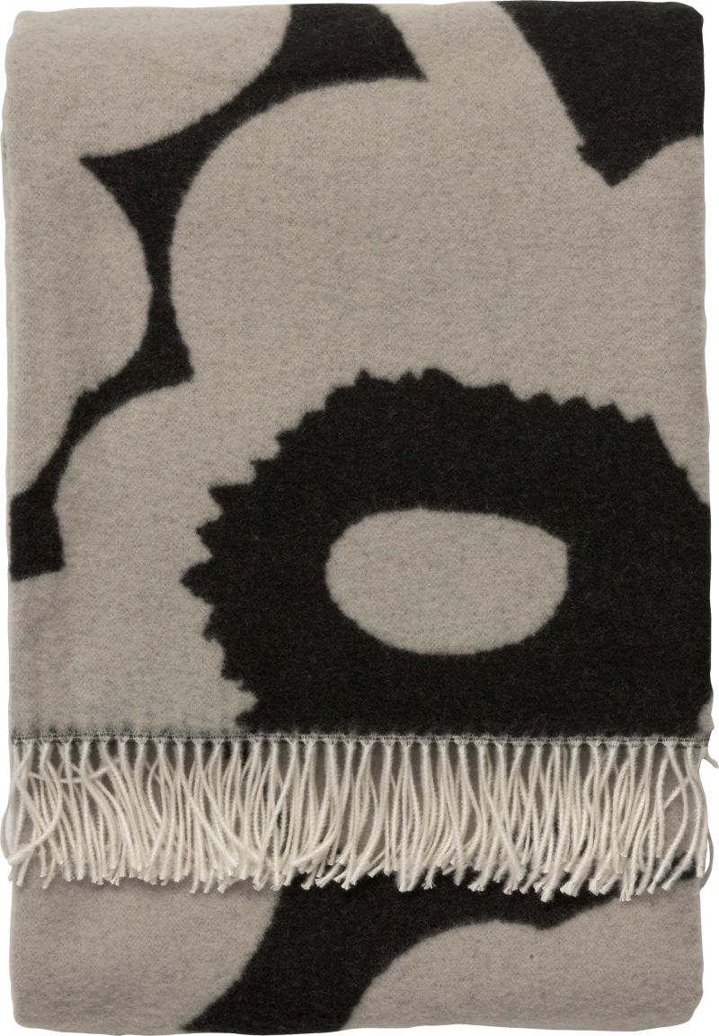 Marimekko Unikko Black and Tan Wool Throw