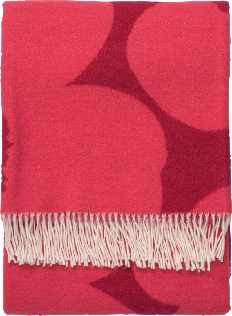 Marimekko Unikko Pink and Red Wool Throw