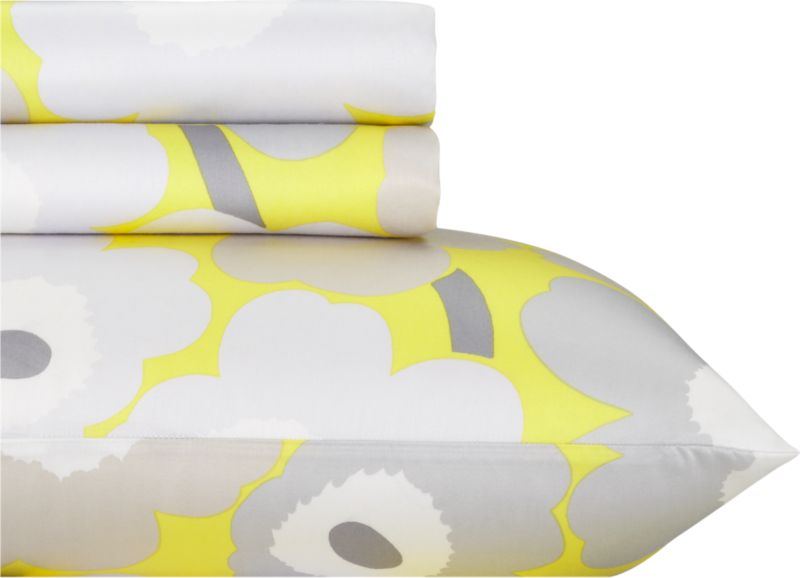Marimekko Pieni Unikko Yellow Twin Extra Long Sheet Set