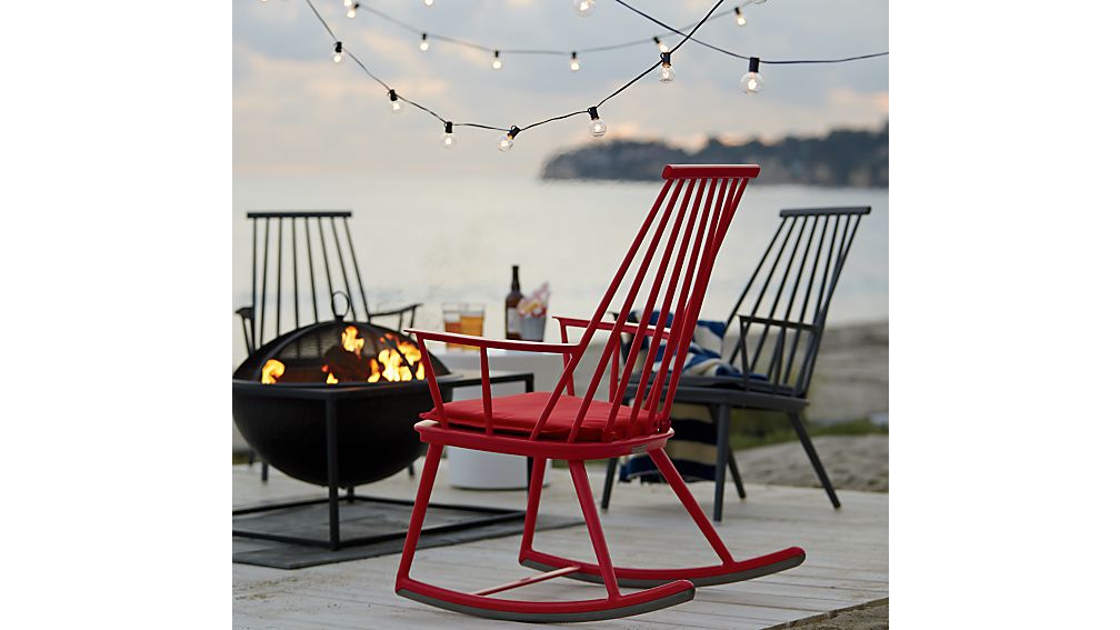 Union Red Rocking Chair with Sunbrella ® Cushion Ribbon Red Crate
