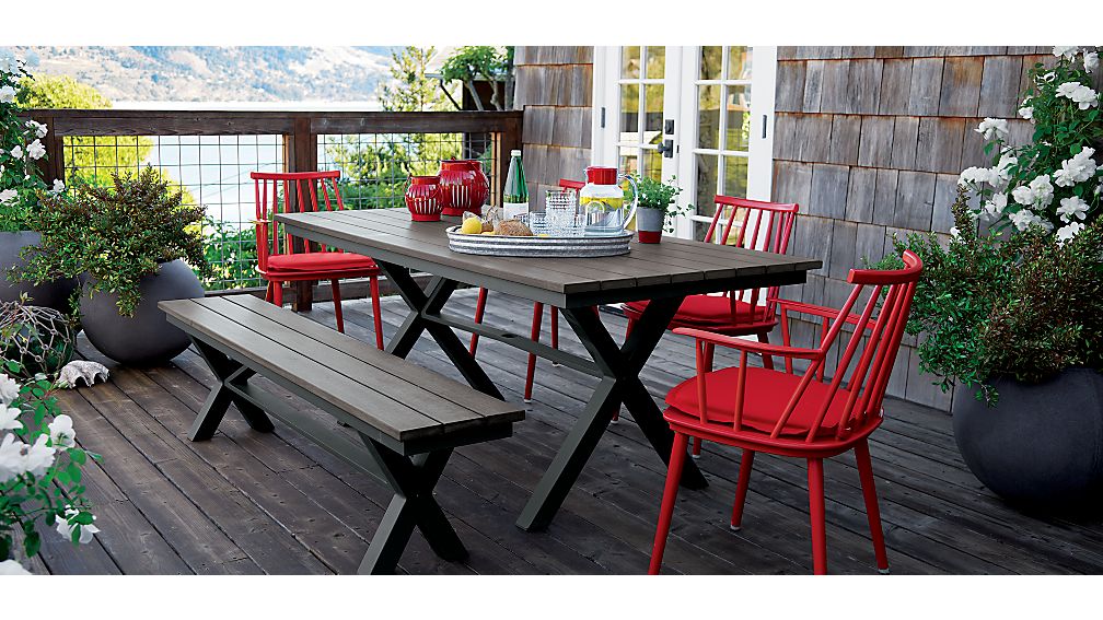 Union 72" Trestle Bench with Sunbrella ® Cushion Sunbrella Ribbon Red