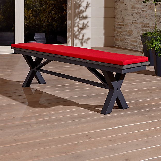 Union 72" Trestle Bench with Sunbrella ® Cushion Sunbrella Ribbon Red