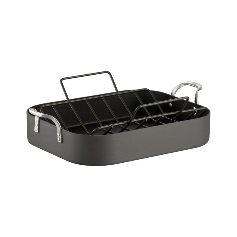 Sear Roaster with Rack: 16.25"Wx13.5"Dx4"H roaster, 15.5"Wx13.5"D rack.