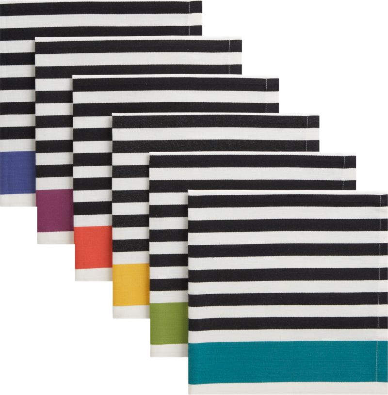 Set of six vierra dinner napkins: one of each color band.