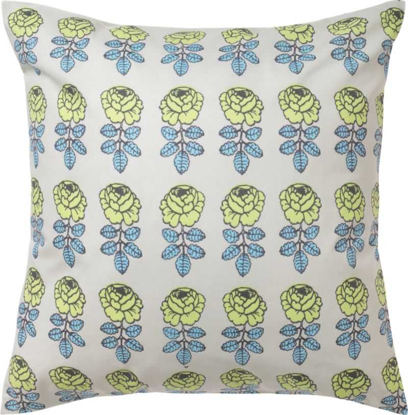 Marimekko Vihkiruusu Green and Blue 20" Pillow