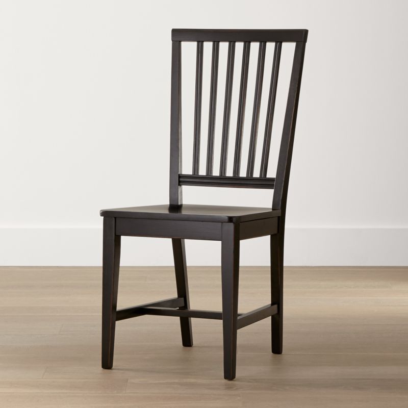 Village Bruno Black Wood Dining Chair | Crate and Barrel