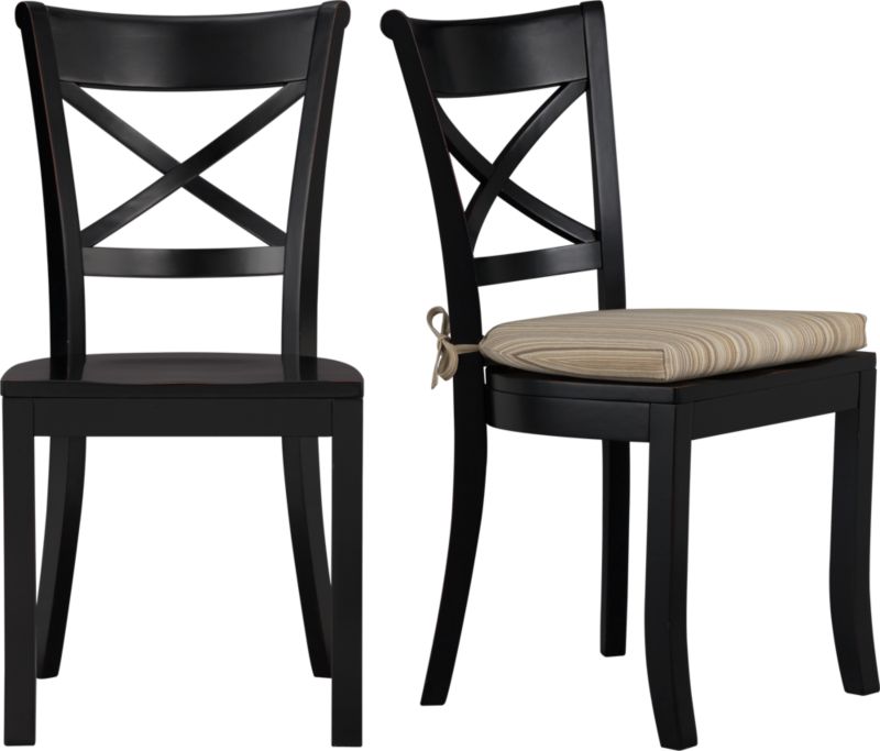 Vintner Black Side Chair and Latte Stripe Cushion